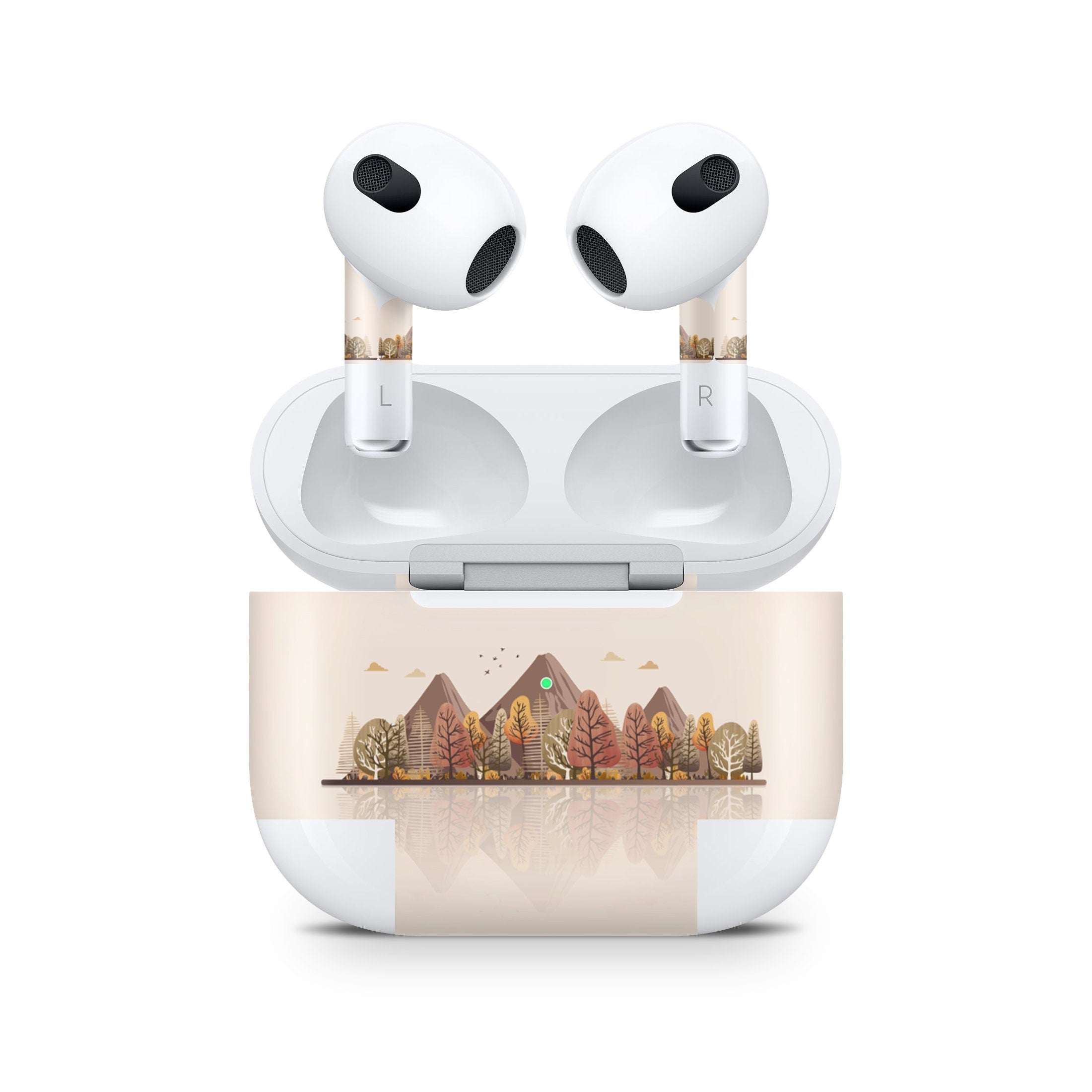 Mountains Apple Airpod Skins, Beige Airpods Sticker for Airpods 3 skin Vinyl 3m, Airpods skin earbuds, Airpods Protective Full wrap Cover - Tackydesign