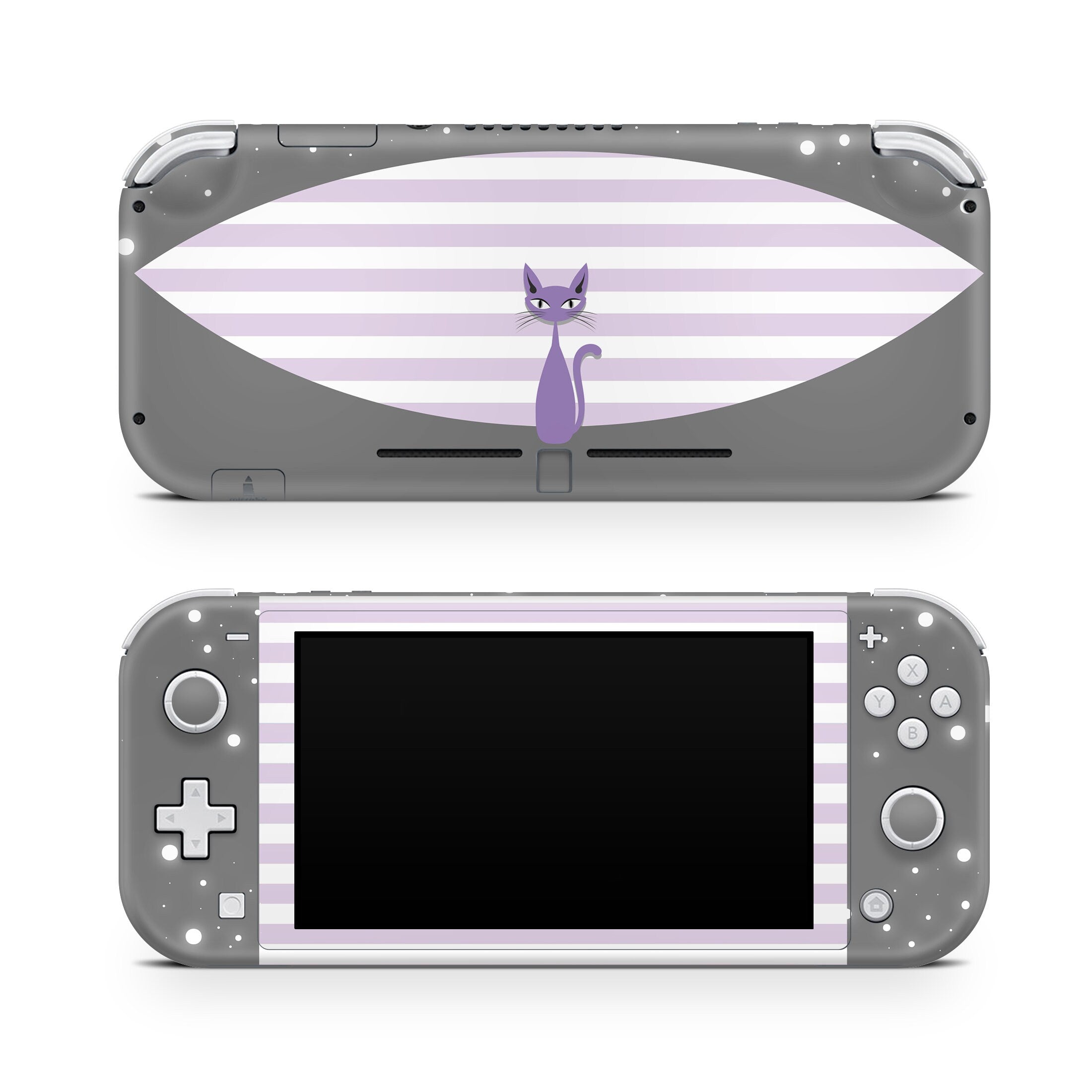 Nintendo switch Lite skin Purple Cat , switch lite skin Kawaii, Cute Purple color Full cover 3m - Tackydesign