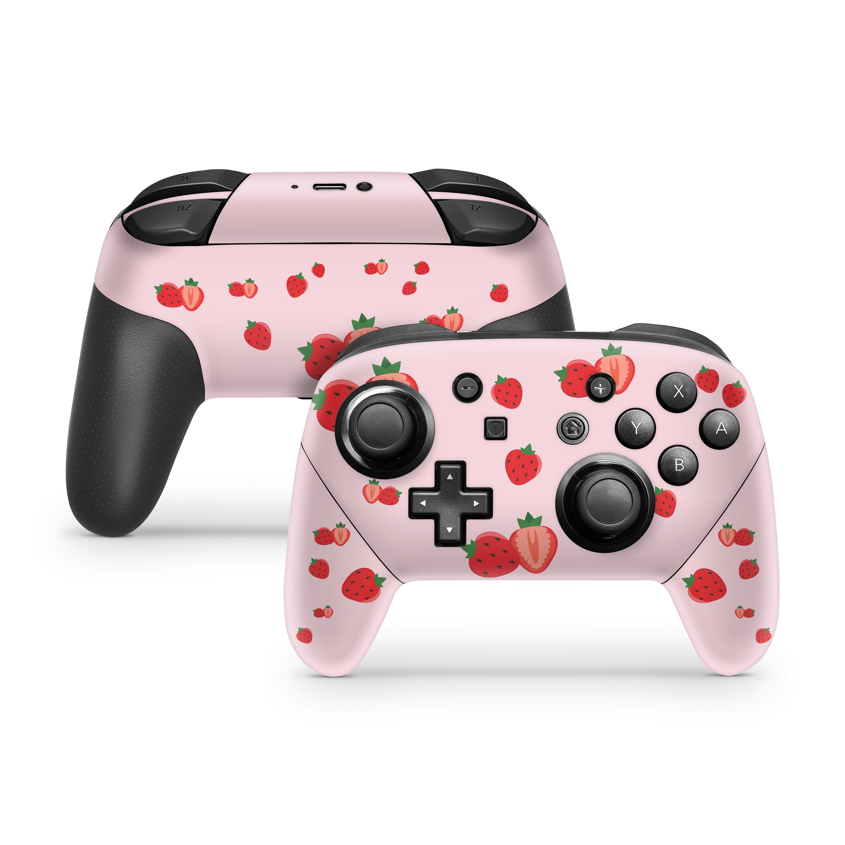 Nintendo Switch Pro Controller Skin pink, Cute strawberry pro controller Full cover 3m - Tackydesign