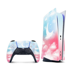 Ps5 skin Clouds, Sony Playstation 5 controller skin Moon, Vinyl 3m stickers Full wrap cover - Tackydesign