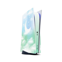 Ps5 skin green clouds, Sony Playstation 5 controller skin Moon, Vinyl 3m stickers Full wrap cover - Tackydesign