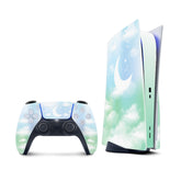 Ps5 skin green clouds, Sony Playstation 5 controller skin Moon, Vinyl 3m stickers Full wrap cover - Tackydesign