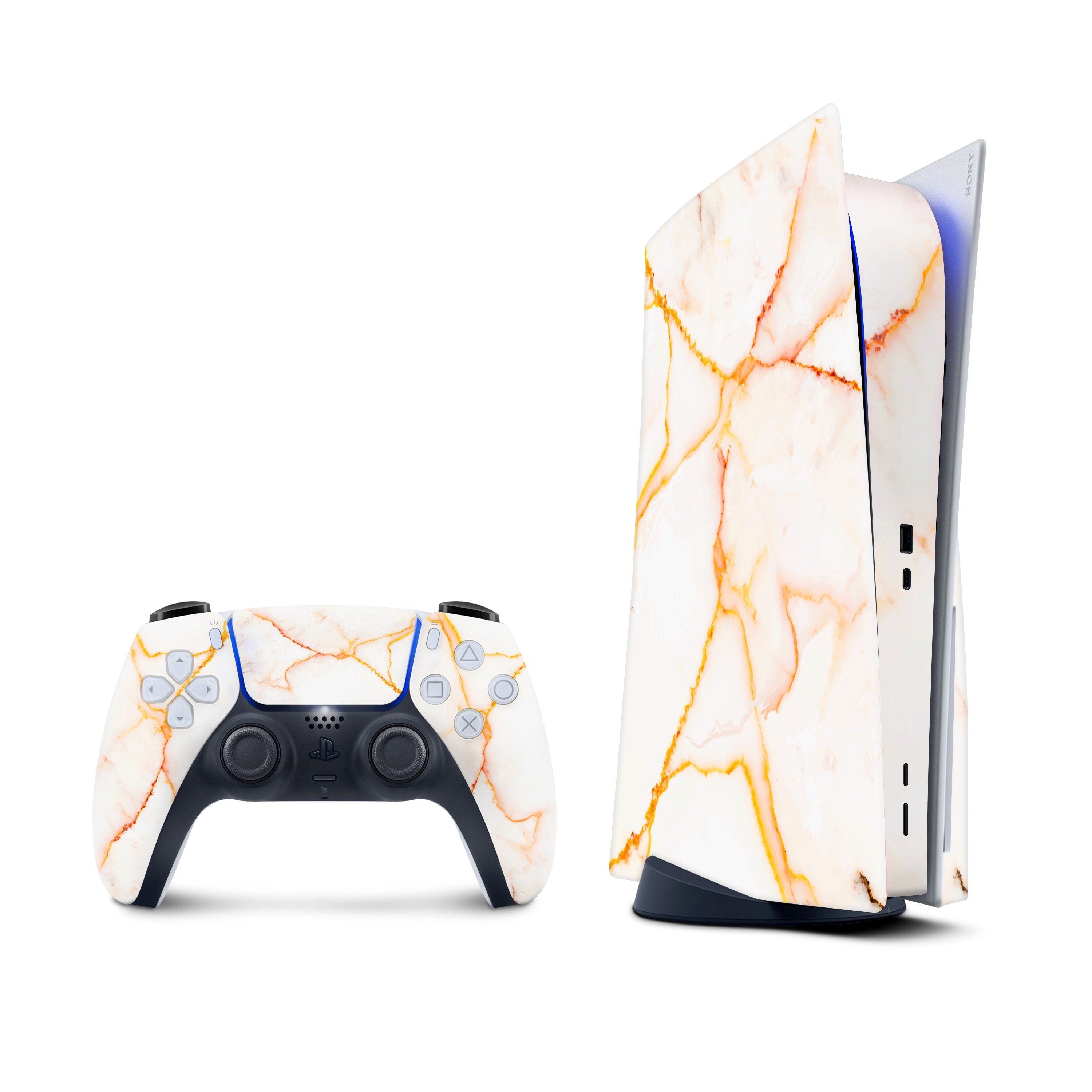 Ps5 skin Marble, Playstation 5 skin controller, Vinyl 3m stickers Full wrap cover - Tackydesign