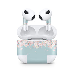 Sakura Apple Airpod Skins, Blue Airpods Sticker for Airpods 3 skin Vinyl 3m, Airpods skin earbuds, Airpods Protective Full wrap Cover - Tackydesign