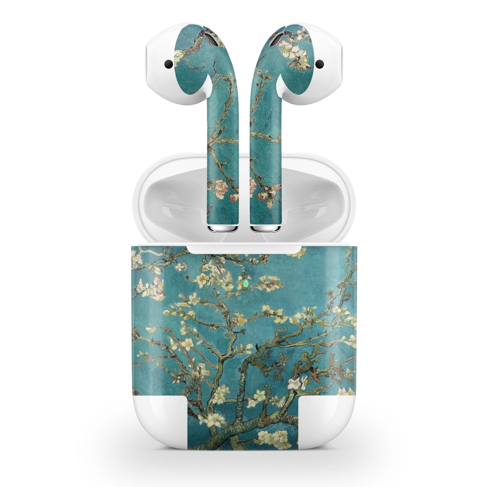 Sakura Apple Airpod Skins, Green Airpods Sticker for airpods 1 & 2 Vinyl 3m, Airpods skin earbuds, Airpods Protective Full wrap Cover - Tackydesign