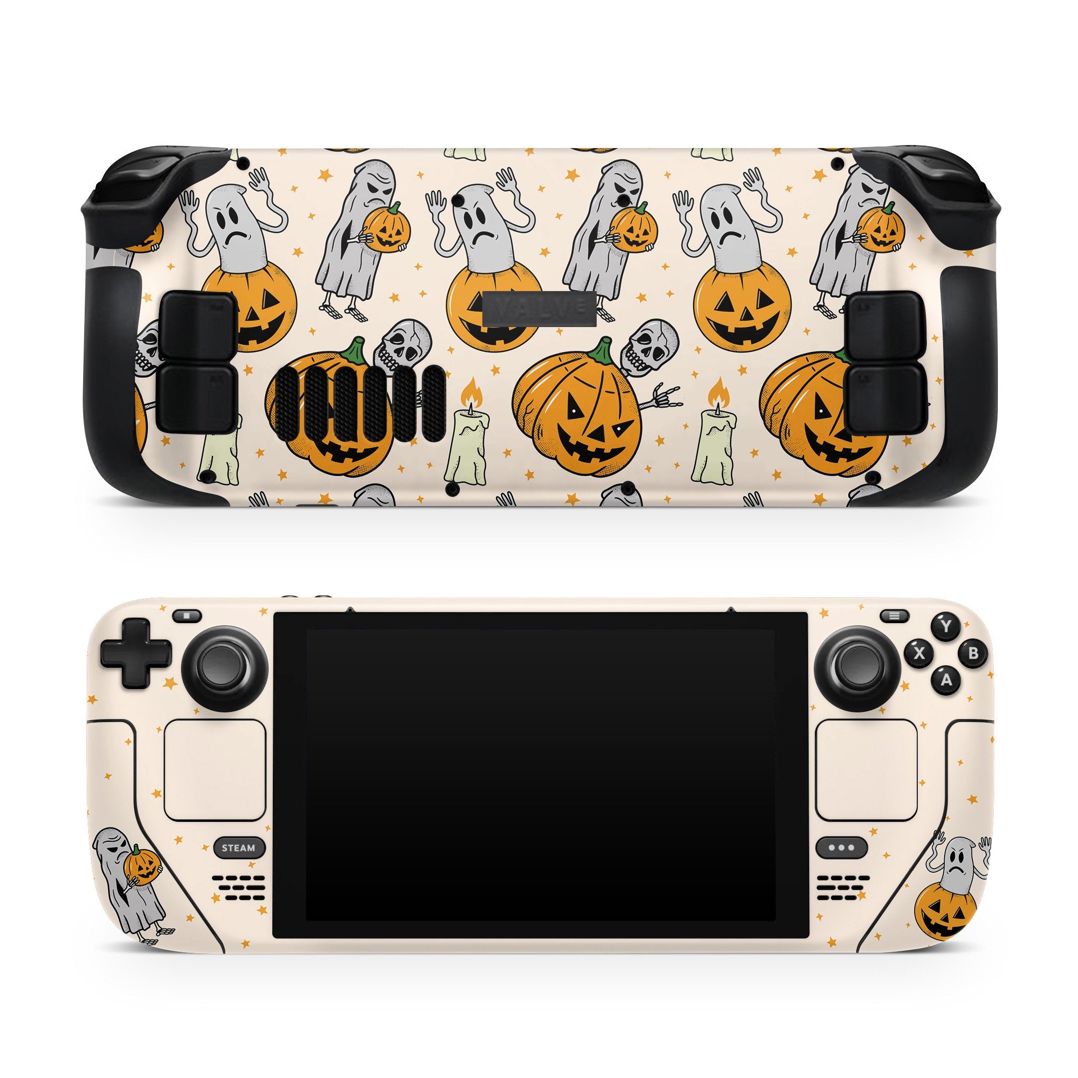 Spooky Halloween Steam Deck skin, Pumpkin Skin Beige Color Kawaii Steam Deck Decal Full Wrap cover Vinyl 3m Sticker - Tackydesign