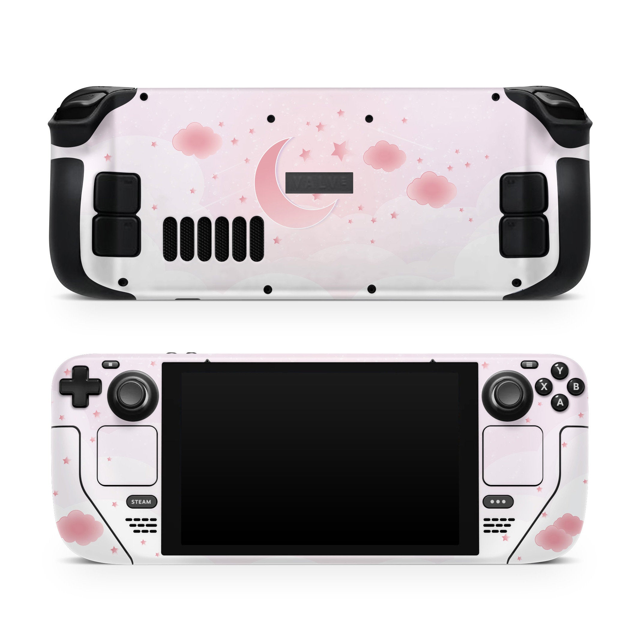 Starry Moon Steam Deck skin, Clouds Pastel Kawaii Pink Color Steam Deck Decal Full Wrap cover Vinyl 3m Sticker - Tackydesign