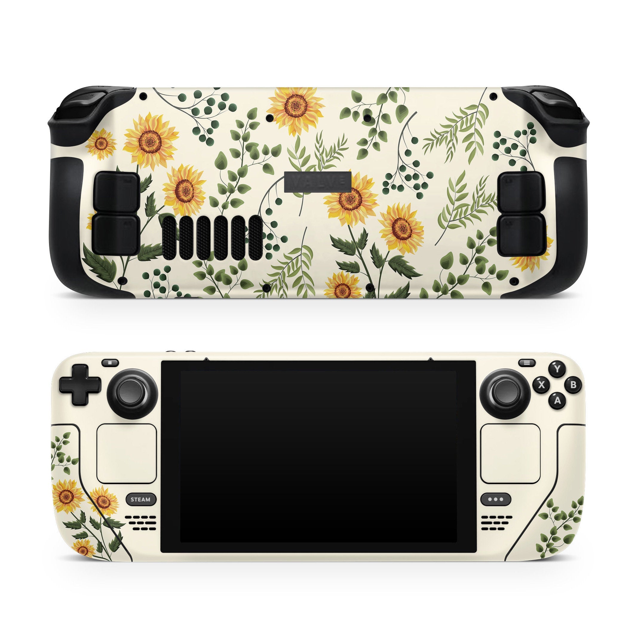 Sunflower Cute Steam Deck skin, Blossom Steam Deck Yellow Color Kawaii Decal Full Wrap cover Vinyl 3m Sticker - Tackydesign