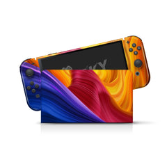 TACKY DESIGN Abstract Colorful Nintendo Switch OLED Skin Wrap | Twisting Space 3M Vinyl Full Cover - Tackydesign