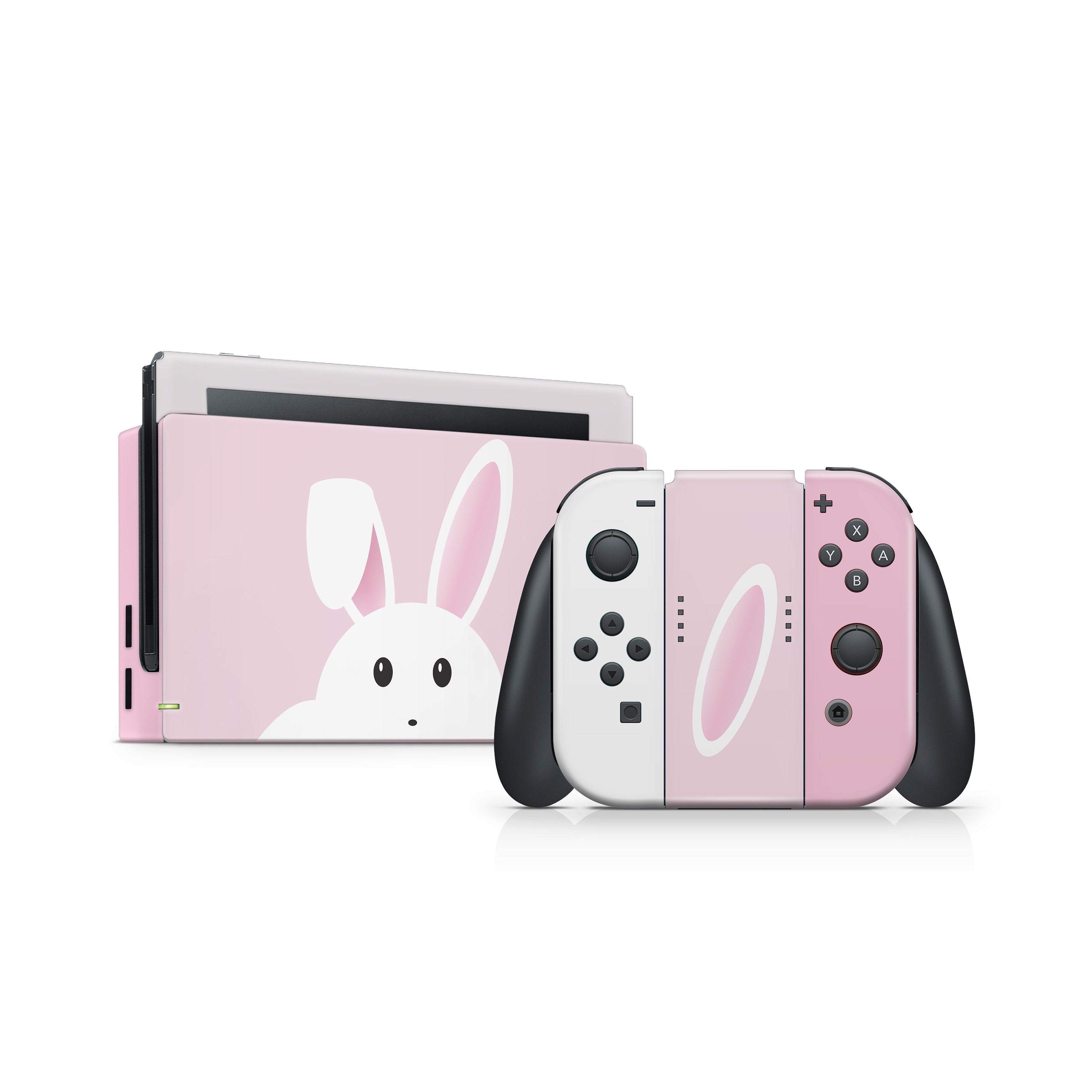 TACKY DESIGN Anime Nintendo Switch Skin Wrap | Kawaii Rabbit Pink 3M Vinyl Full Cover - Tackydesign