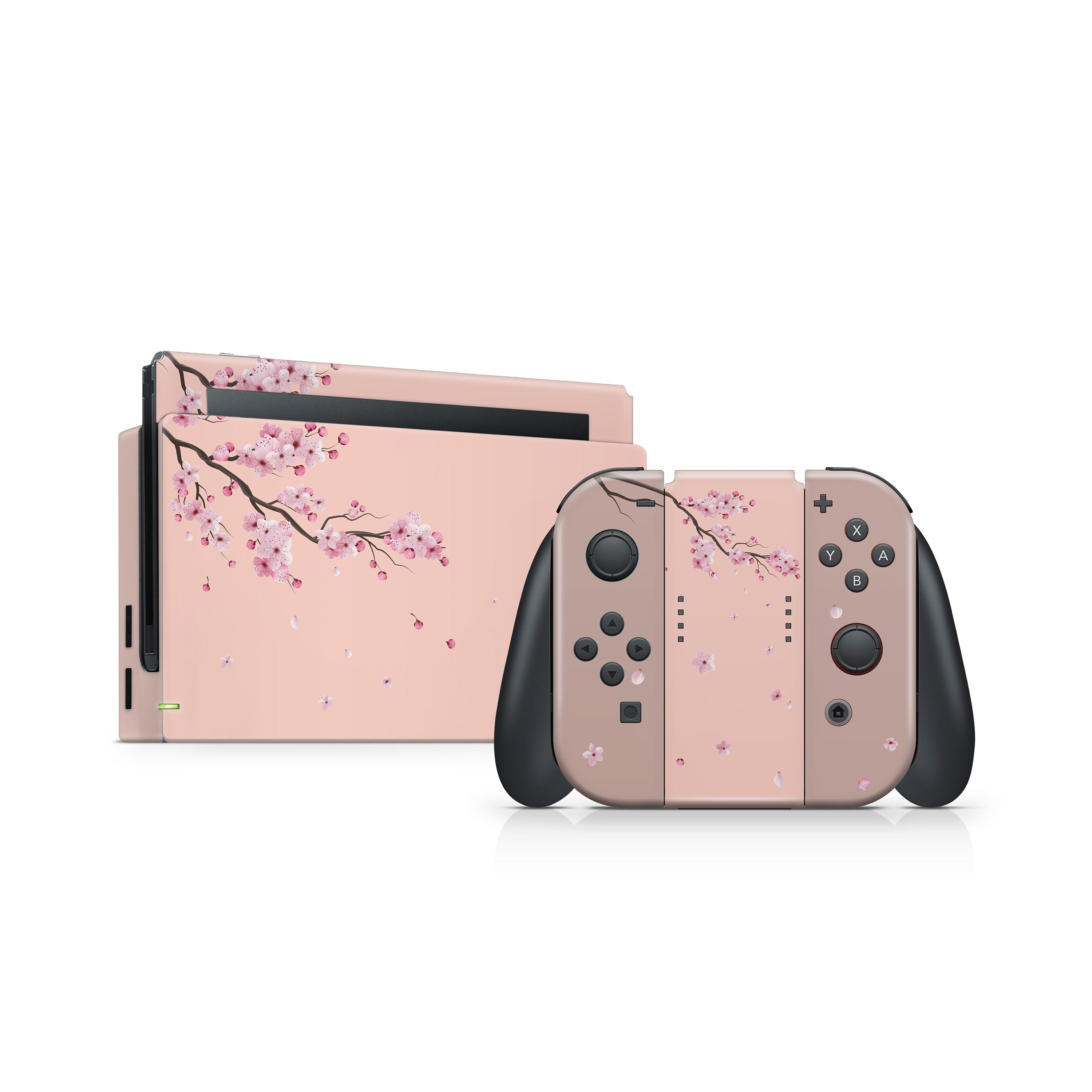 TACKY DESIGN Beige Flowers Sakura Nintendo Switch Skin Wrap | 3M Vinyl Full Cover - Tackydesign