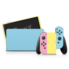TACKY DESIGN Blue Nintendo Switch OLED Skin Wrap | Pastel Colorwave Color Blocking 3M Vinyl Full Cover - Tackydesign