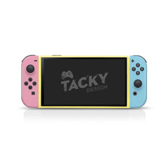 TACKY DESIGN Blue Nintendo Switch OLED Skin Wrap | Pastel Colorwave Color Blocking 3M Vinyl Full Cover - Tackydesign