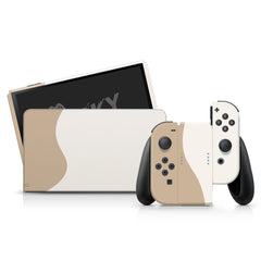 TACKY DESIGN Brown Nintendo Switch OLED Skin Wrap | Classic Colorwave Color Blocking 3M Vinyl Full Cover - Tackydesign