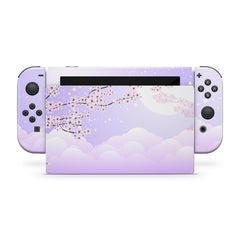 TACKY DESIGN Cherries Blossom Nintendo Switch Skin Wrap | Purple 3M Vinyl Full Cover - Tackydesign