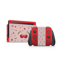TACKY DESIGN Cherries Nintendo Switch Skin Wrap | Pastel Red Cute 3M Vinyl Full Cover - Tackydesign