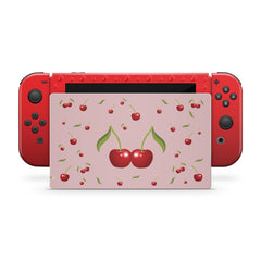 TACKY DESIGN Cherries Nintendo Switch Skin Wrap | Pastel Red Cute 3M Vinyl Full Cover - Tackydesign
