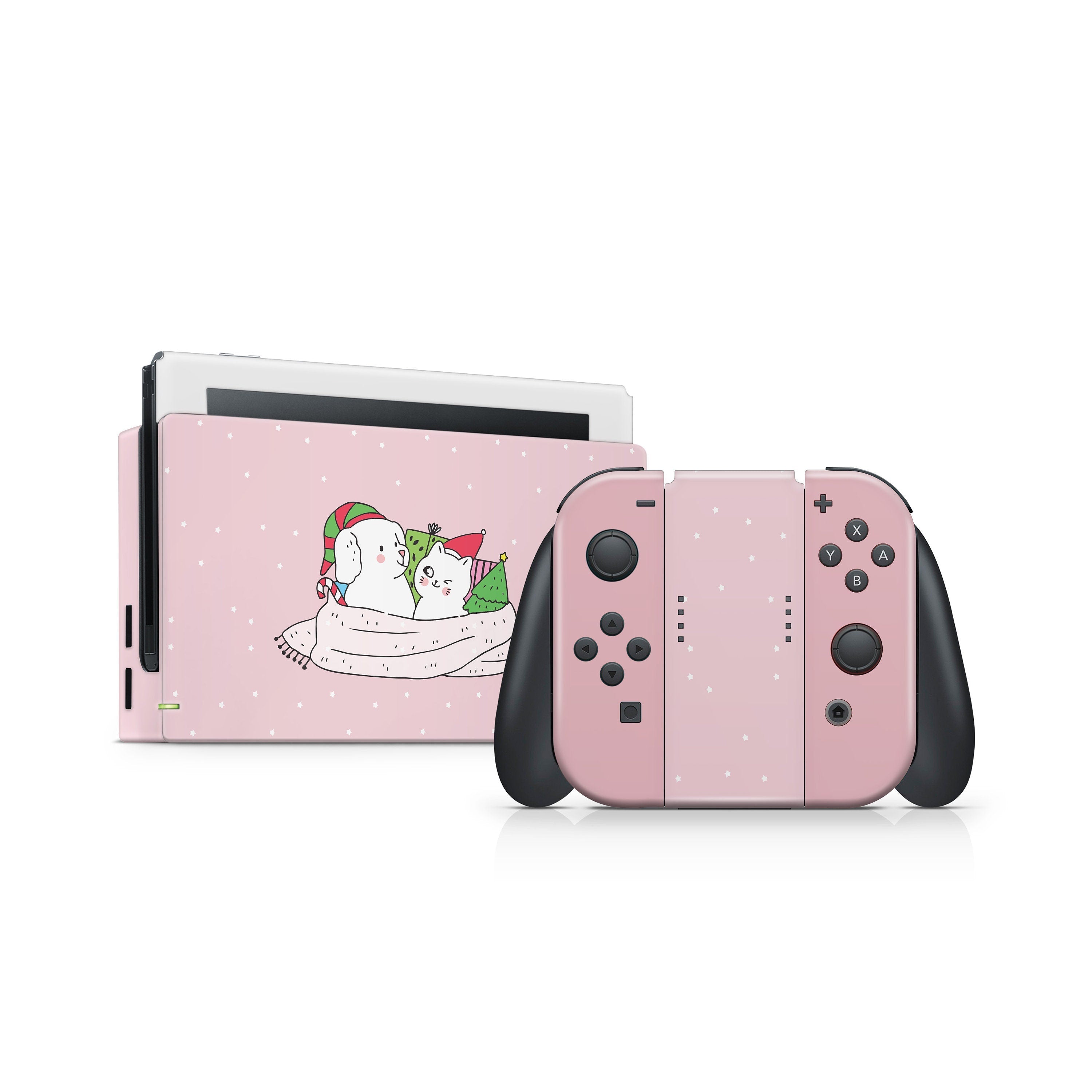 TACKY DESIGN Christmas Nintendo Switch Skin Wrap | Kawaii Cute Pink 3M Vinyl Cover - Tackydesign