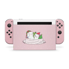 TACKY DESIGN Christmas Nintendo Switch Skin Wrap | Kawaii Cute Pink 3M Vinyl Cover - Tackydesign