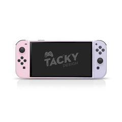 TACKY DESIGN Classic Nintendo Switch OLED Skin Wrap | Pastel Pink & Purple Colorwave Duo Color Blocking 3M Vinyl Full Cover - Tackydesign
