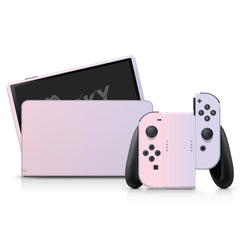 TACKY DESIGN Classic Nintendo Switch OLED Skin Wrap | Pastel Pink & Purple Colorwave Duo Color Blocking 3M Vinyl Full Cover - Tackydesign