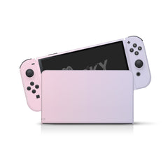 TACKY DESIGN Classic Nintendo Switch OLED Skin Wrap | Pastel Pink & Purple Colorwave Duo Color Blocking 3M Vinyl Full Cover - Tackydesign
