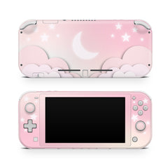 TACKY DESIGN Clouds Nintendo Switch Lite Skin Wrap | Starry Pastel Pink Lunar Sky Moon 3M Vinyl Full Cover - Tackydesign