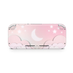 TACKY DESIGN Clouds Nintendo Switch Lite Skin Wrap | Starry Pastel Pink Lunar Sky Moon 3M Vinyl Full Cover - Tackydesign