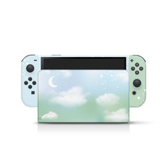 TACKY DESIGN Clouds Nintendo Switch OLED Skin Wrap | Moon Green Pastel 3M Vinyl Full Cover - Tackydesign