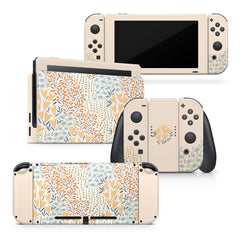 TACKY DESIGN Colorful Flowers Nintendo Switch Skin Wrap | Beige 3M Vinyl Full Cover - Tackydesign
