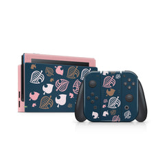 TACKY DESIGN Colorful Leaves Nintendo Switch Skin Wrap | Pink & Blue 3M Vinyl Full Cover - Tackydesign
