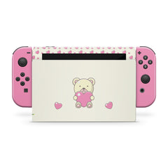 TACKY DESIGN Cute Bear Nintendo Switch Skin Wrap | Kawaii Pink Anime 3M Vinyl Cover - Tackydesign