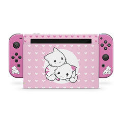 TACKY DESIGN Cute Cat Nintendo Switch Skin Wrap | Pink 3M Vinyl Full Cover - Tackydesign