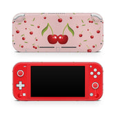 TACKY DESIGN Cute Cherries Nintendo Switch Lite Skin Wrap | Pastel Pink Fruit 3M Vinyl Full Cover - Tackydesign