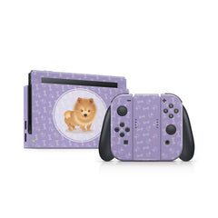 TACKY DESIGN Cute Puppy Nintendo Switch Skin Wrap |Purple Pet 3M Vinyl Full Cover - Tackydesign