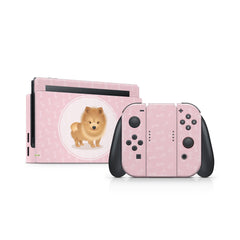 TACKY DESIGN Cute Puppy Pet Nintendo Switch Skin Wrap | Pastel Pink 3M Vinyl Full Cover - Tackydesign