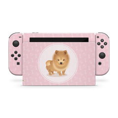 TACKY DESIGN Cute Puppy Pet Nintendo Switch Skin Wrap | Pastel Pink 3M Vinyl Full Cover - Tackydesign