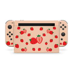 TACKY DESIGN Cute Strawberry Nintendo Switch Skin Wrap | Coffee Color 3M Vinyl Cover - Tackydesign