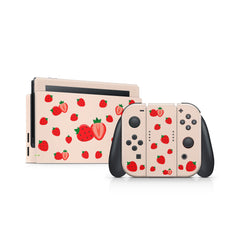 TACKY DESIGN Cute Strawberry Nintendo Switch Skin Wrap | Cream 3M Vinyl Cover - Tackydesign