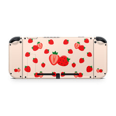 TACKY DESIGN Cute Strawberry Nintendo Switch Skin Wrap | Cream 3M Vinyl Cover - Tackydesign
