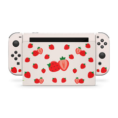 TACKY DESIGN Cute Strawberry Nintendo Switch Skin Wrap | Irish Cream 3M Vinyl Cover - Tackydesign