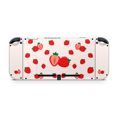 TACKY DESIGN Cute Strawberry Nintendo Switch Skin Wrap | Irish Cream 3M Vinyl Cover - Tackydesign