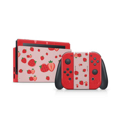 TACKY DESIGN Cute Strawberry Nintendo Switch Skin Wrap | Pink 3M Vinyl Full Cover - Tackydesign