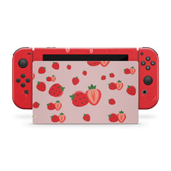 TACKY DESIGN Cute Strawberry Nintendo Switch Skin Wrap | Pink 3M Vinyl Full Cover - Tackydesign