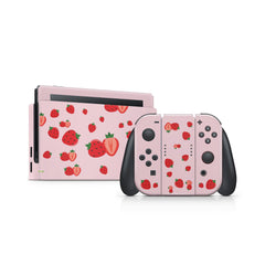 TACKY DESIGN Cute Strawberry Nintendo Switch Skin Wrap | Pink 3M Vinyl Full Cover Decal Stickers - Tackydesign