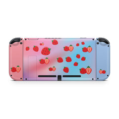 TACKY DESIGN Cute Strawberry Nintendo Switch Skin Wrap | Pink Blue 3M Vinyl Full Cover - Tackydesign