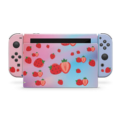 TACKY DESIGN Cute Strawberry Nintendo Switch Skin Wrap | Pink Blue 3M Vinyl Full Cover - Tackydesign