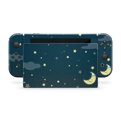 TACKY DESIGN Dark Blue Sky Nintendo Switch Skin Wrap | Clouds & Moon 3M Vinyl Cover - Tackydesign