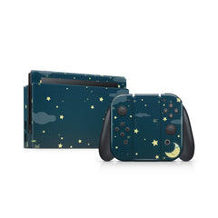 TACKY DESIGN Dark Blue Sky Nintendo Switch Skin Wrap | Clouds & Moon 3M Vinyl Cover - Tackydesign