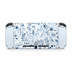TACKY DESIGN Floral Nintendo Switch Skin Wrap | Blue 3M Vinyl Full Cover Decal Stickers - Tackydesign